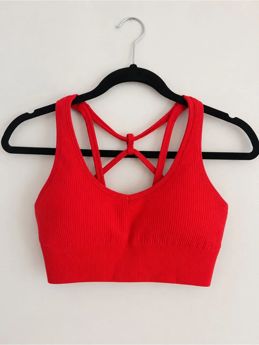 NVGTN Red Ribbed Strappy Back Sports Bra